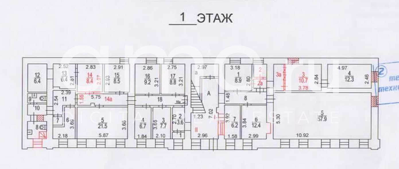 Планировка офиса 864 м², 1 этаж, Гостиница «г Москва, Садовая-Кудринская ул., 9, стр. 3»
